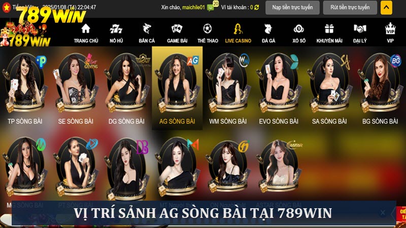 Vị trí sảnh AG tại nhà cái 789 Win